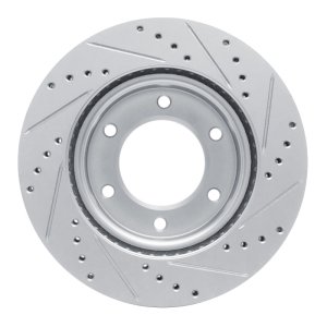 Ford Bronco Brake Rotor (1) - Front Left - R1 Concepts - Drilled & Slotted - Silver - `19-`25
